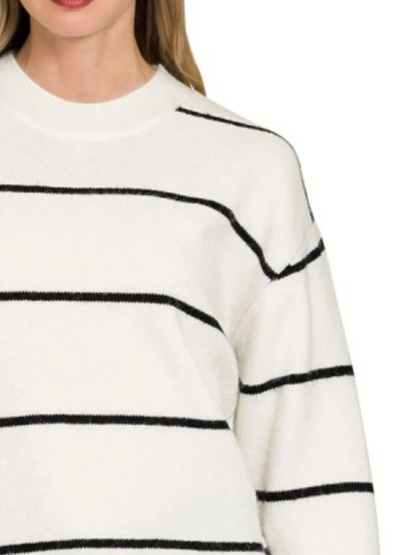 Zenana Round Neck Stripe Sweater - Image 2