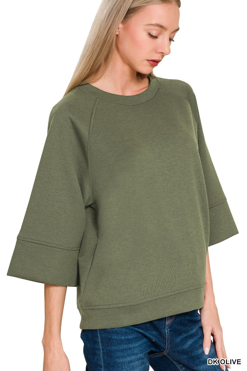 Zenana Scuba 3/4 Sleeve Pullover - Image 2