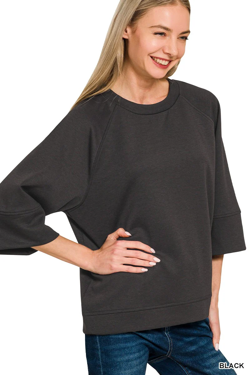 Zenana Scuba 3/4 Sleeve Pullover - Image 2