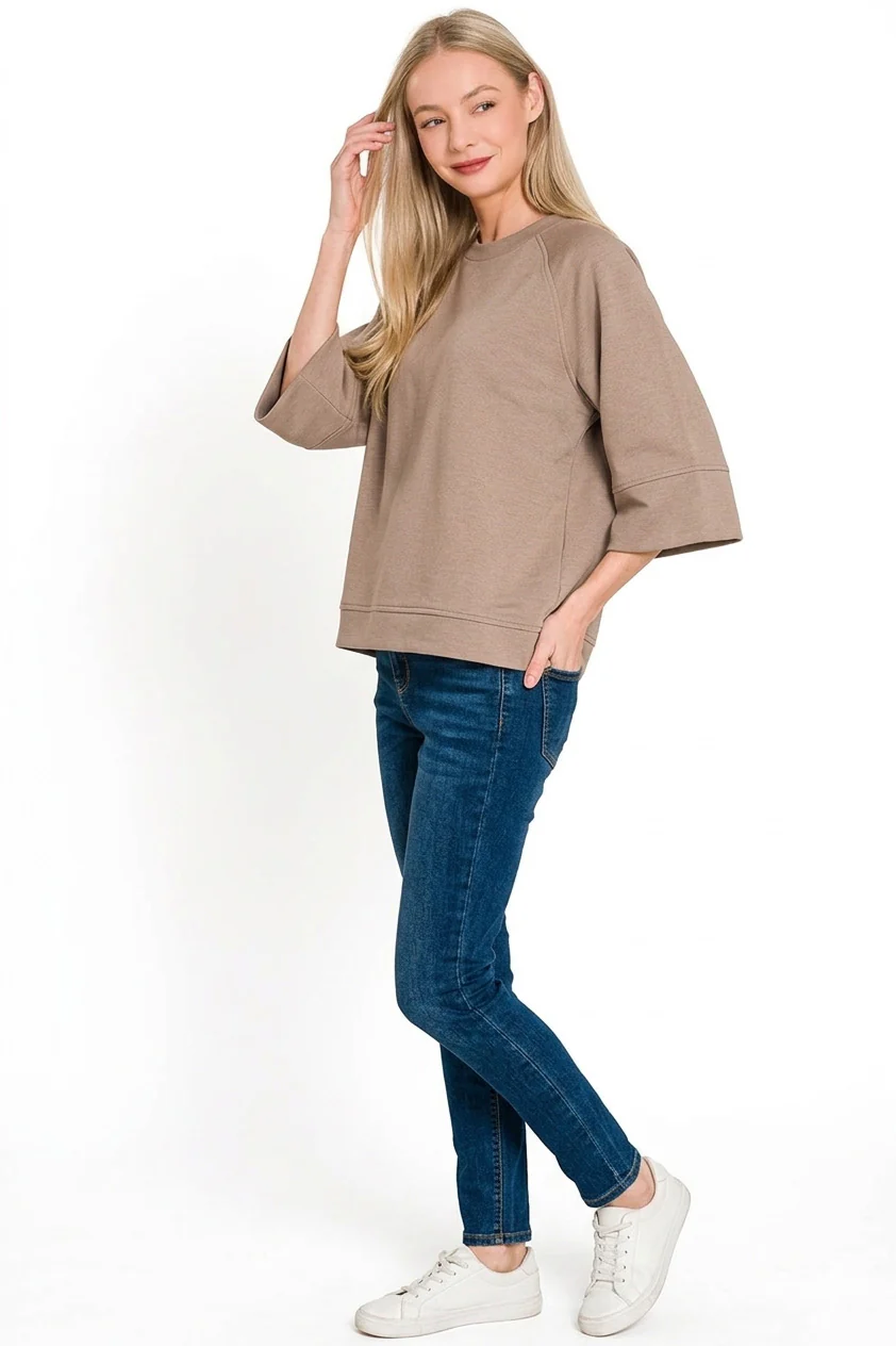 Zenana Scuba 3/4 Sleeve Pullover - Image 2