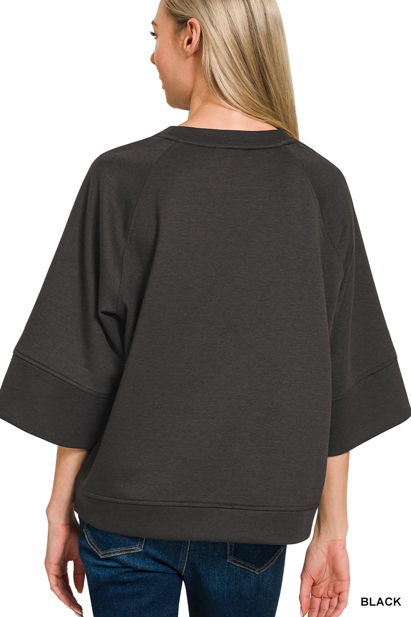 Zenana Scuba 3/4 Sleeve Pullover - Image 3