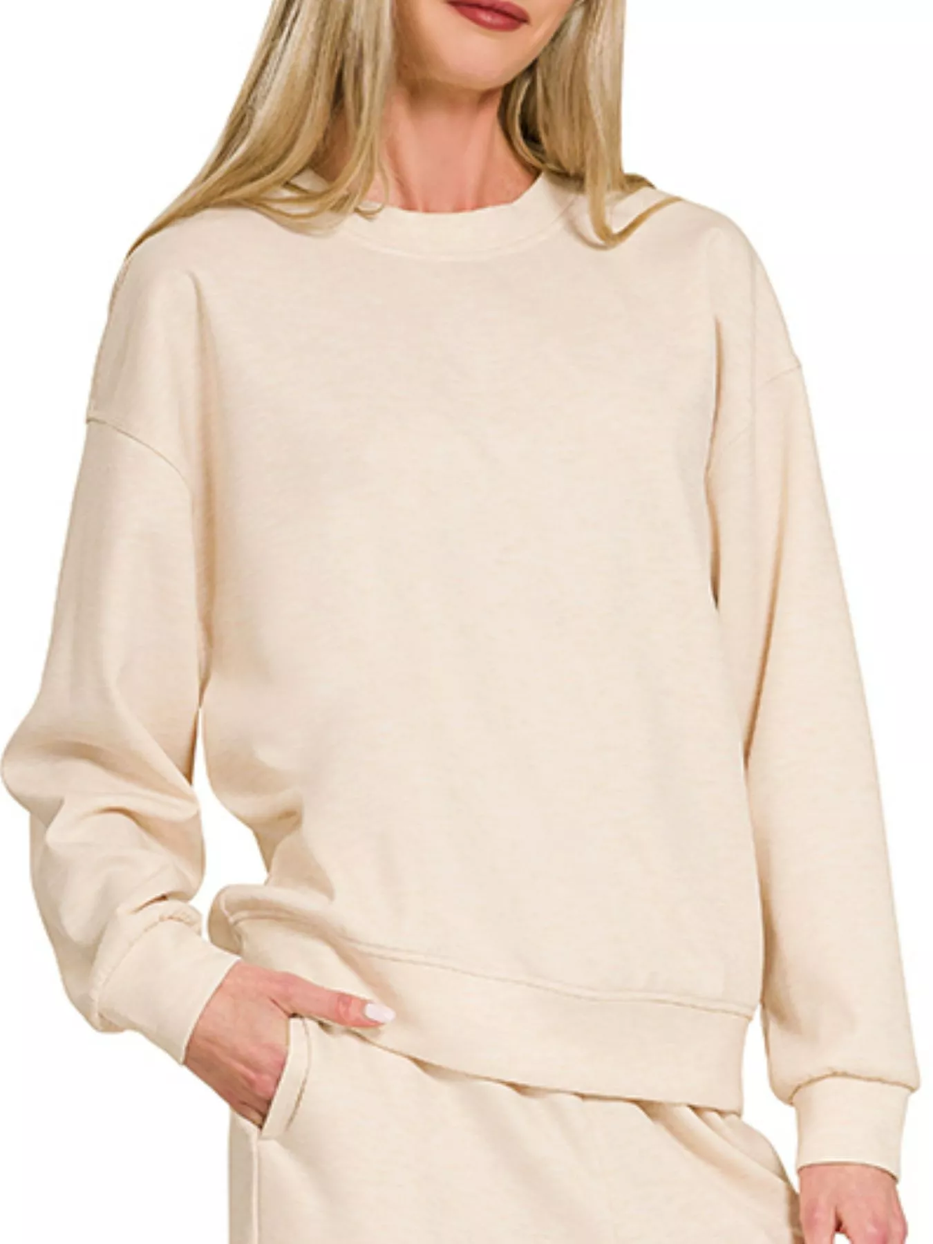 Zenana Scuba Crewneck Pullover and Pants Set - Image 3