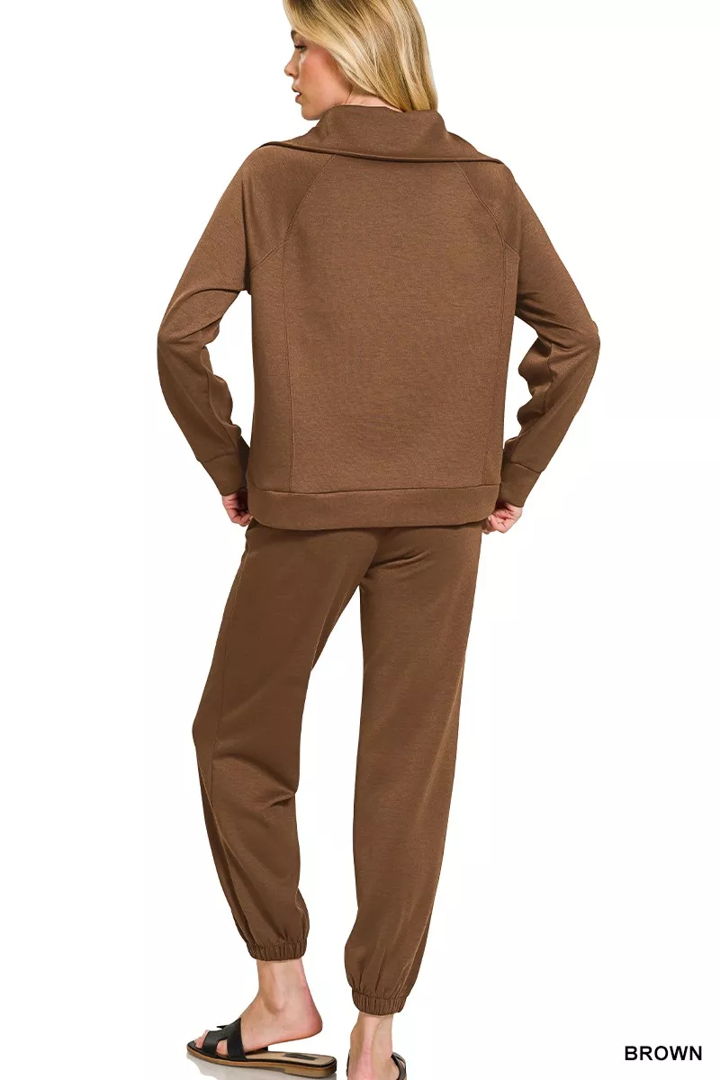 Zenana Scuba Half Zip Sweatshirts and Joggers Set - Image 3