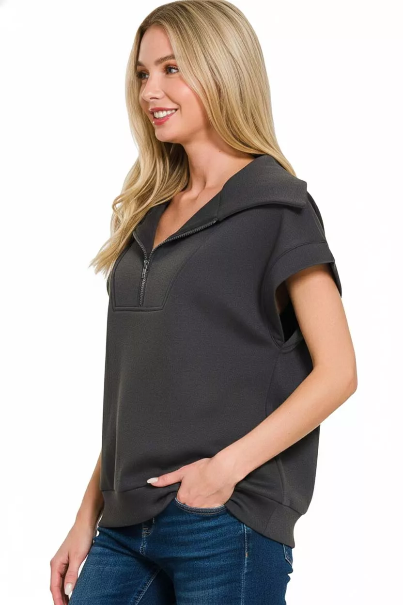 Zenana Scuba Half Zip Top - Image 3