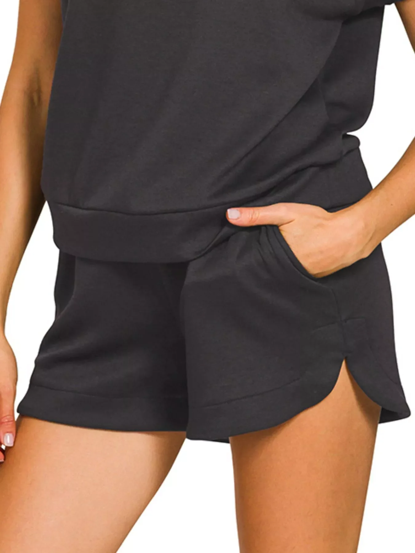 Zenana Scuba High Neck Half Zip Top and Dolphin Shorts Set - Image 3