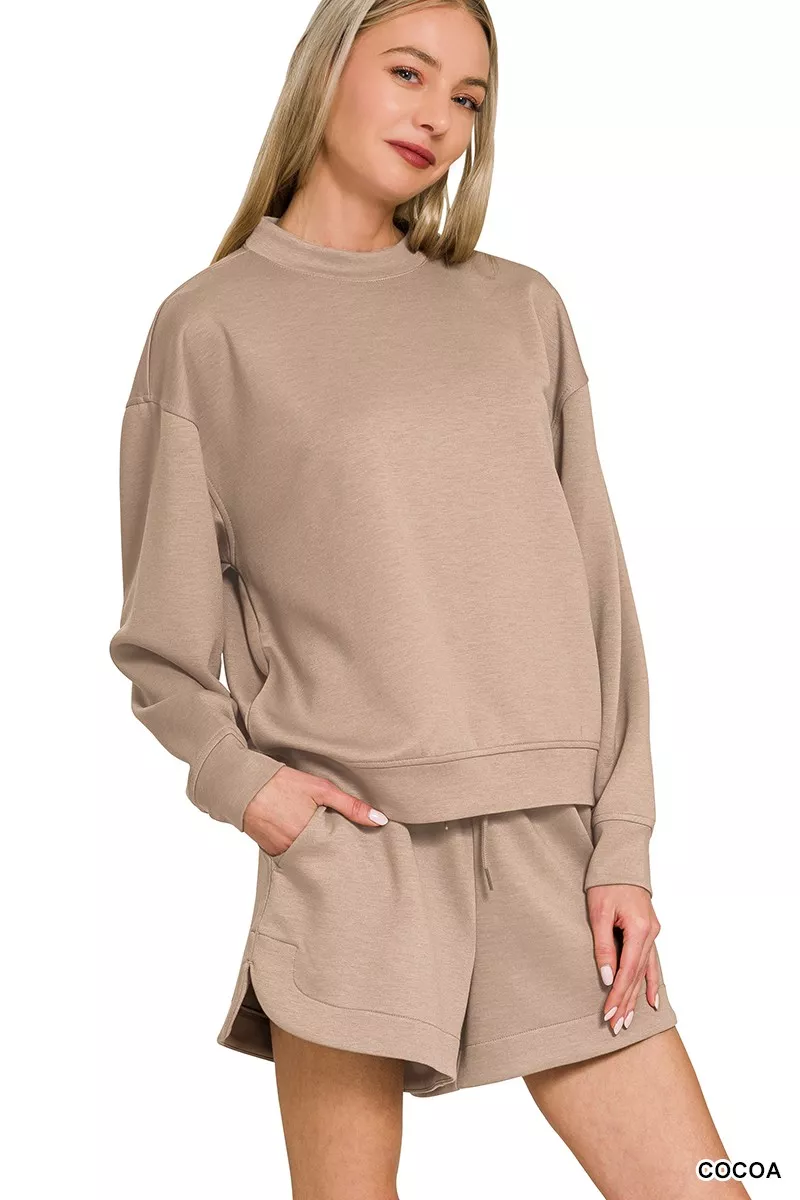 Zenana Scuba Long Sleeve Sweatshirt and Shorts Set - Image 2