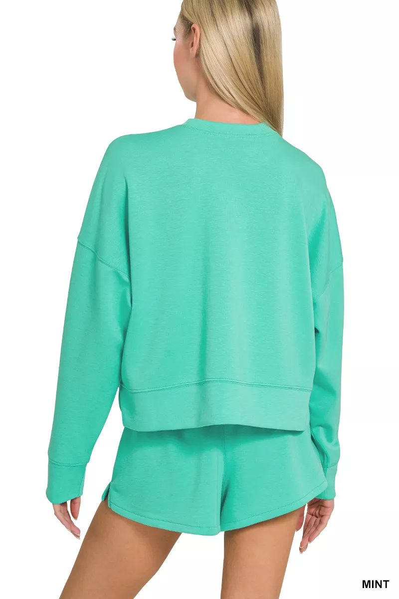 Zenana Scuba Long Sleeve Sweatshirts & Shorts Set - Image 3
