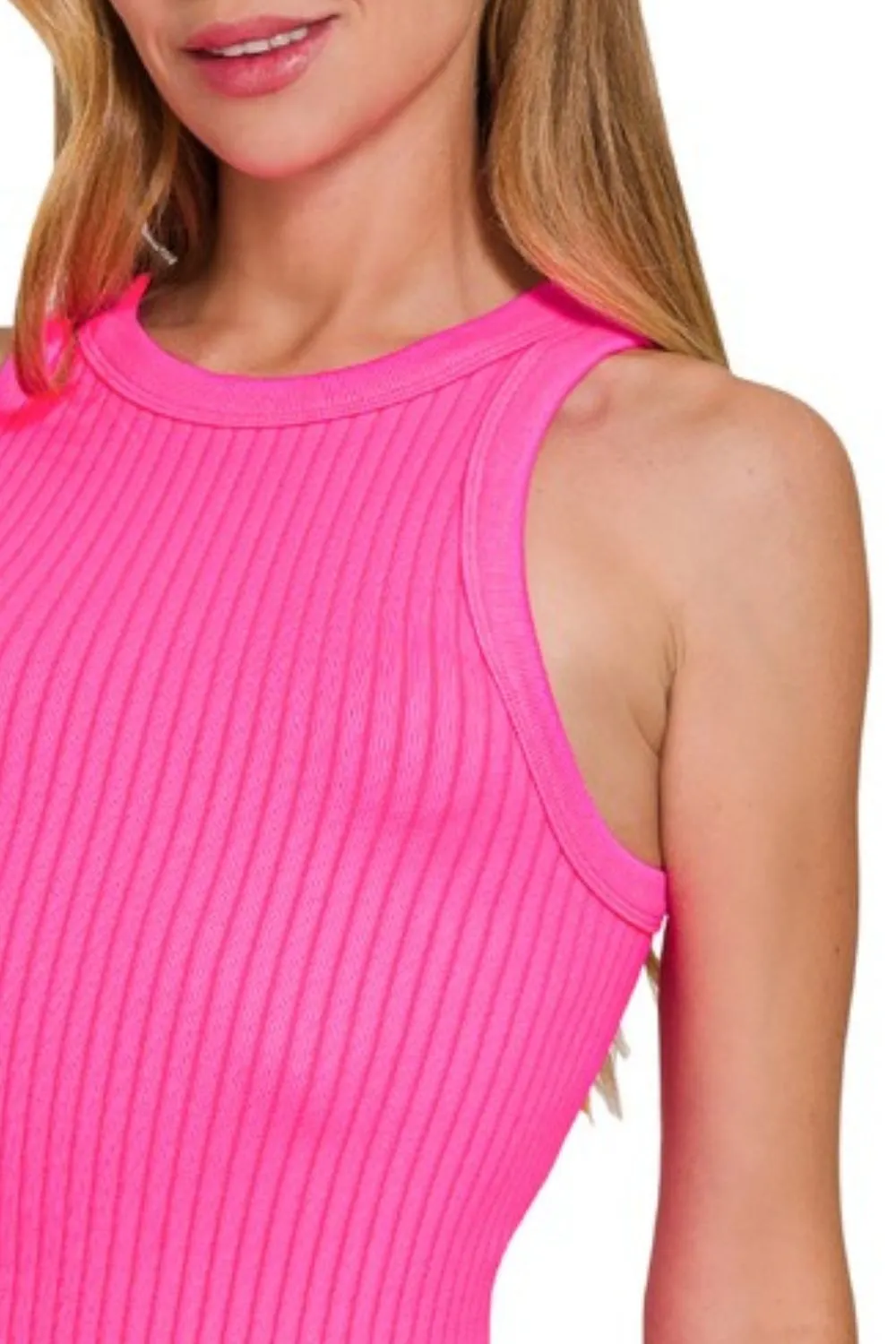Zenana Seamless Ribbed Crop Tank - Image 2