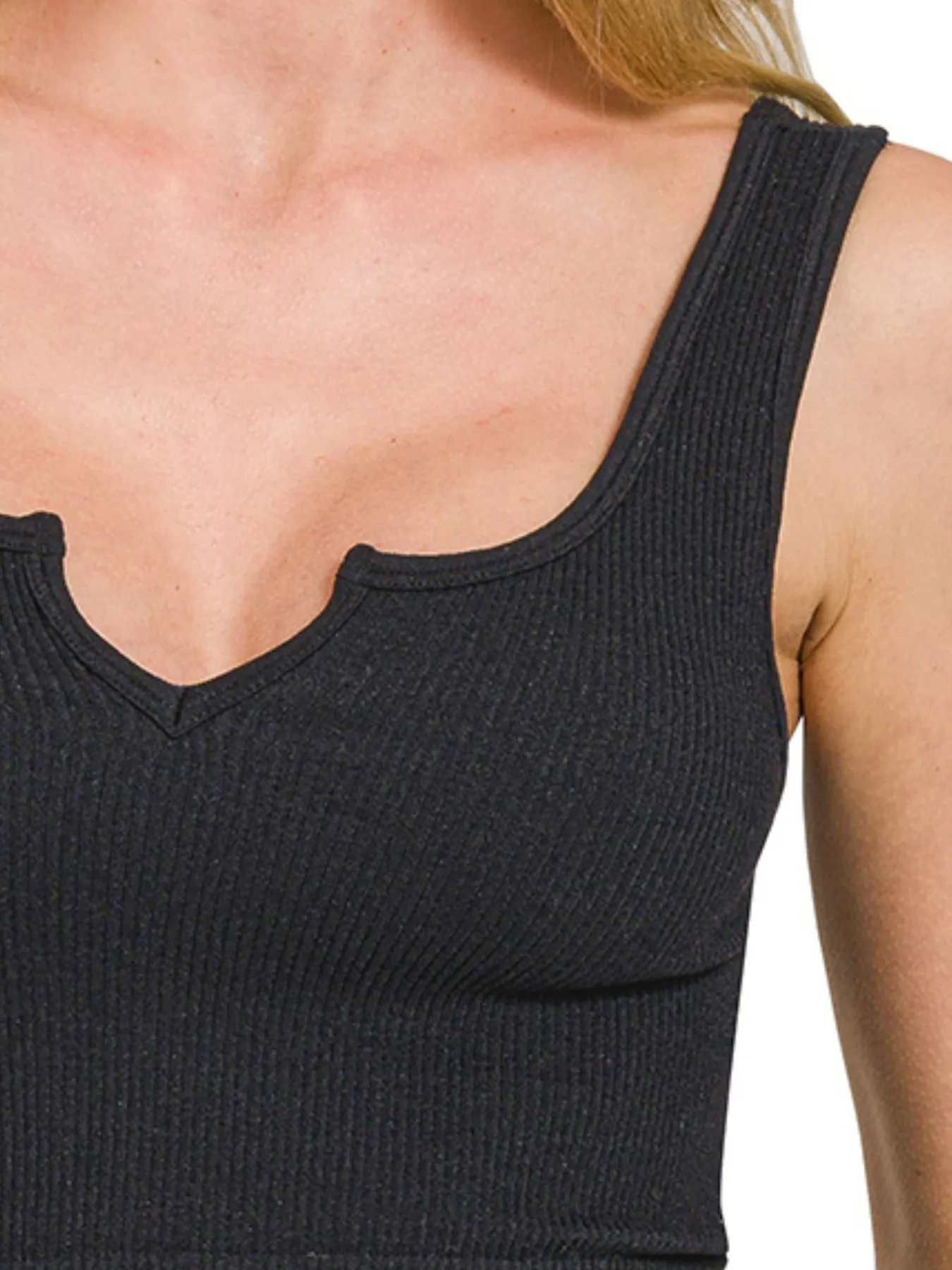 Zenana Seamless Split Neck Bra Tank Top - Image 3