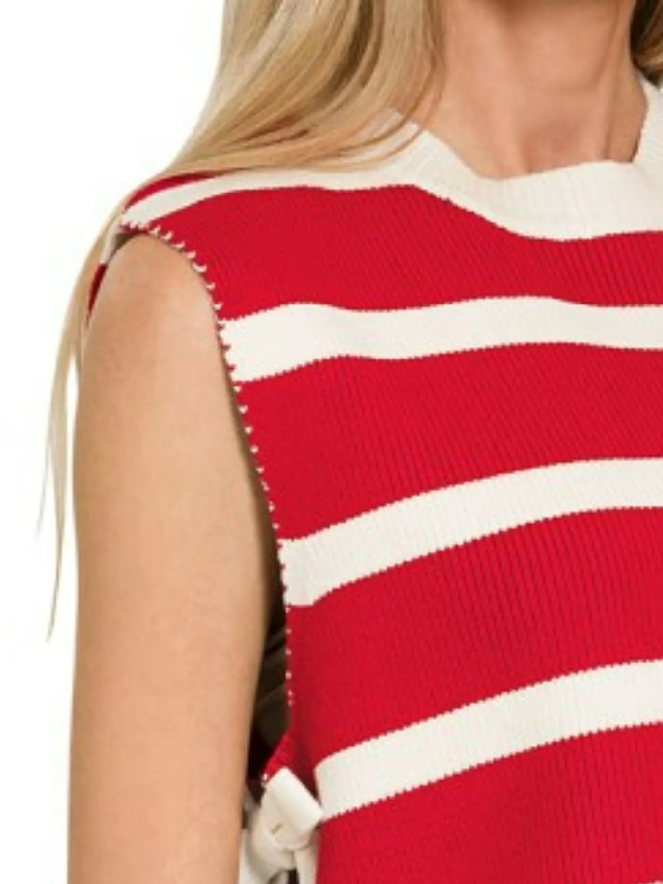 Zenana Side Tie Stripe Sweater Vest - Image 3