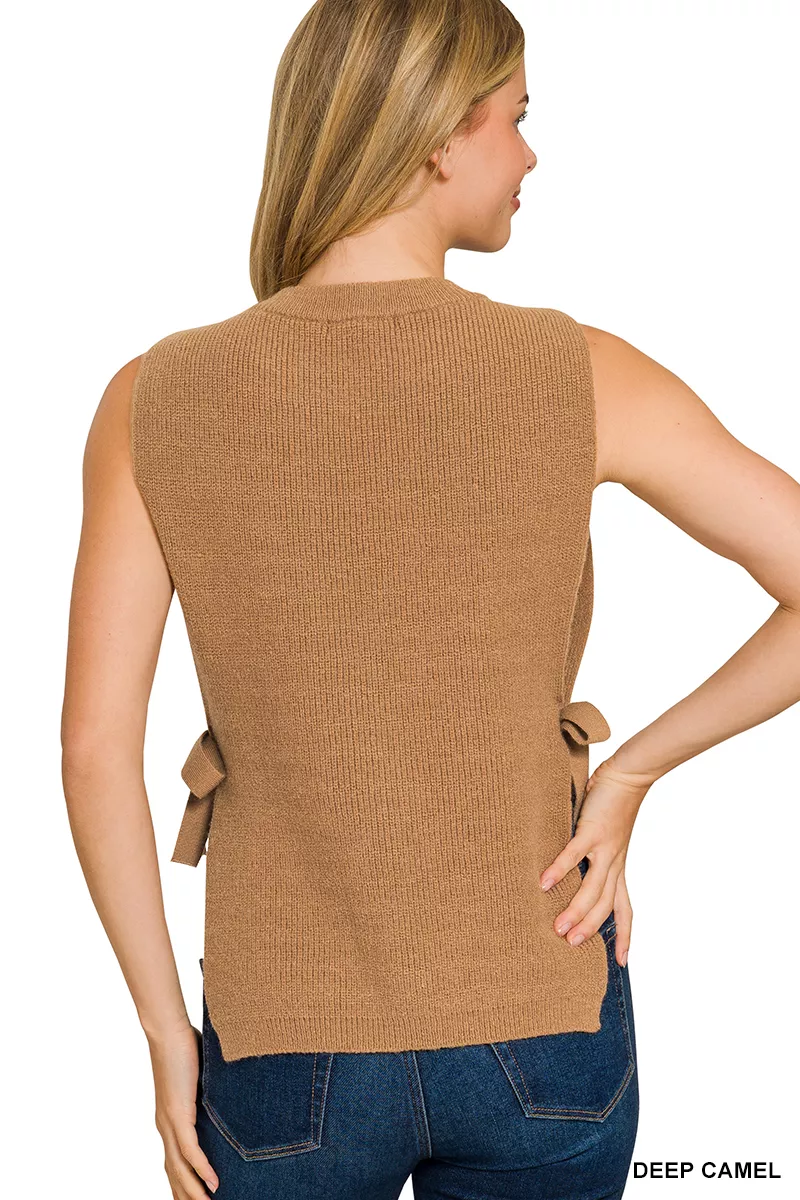 Zenana Side Tie Sweater Vest - Image 3