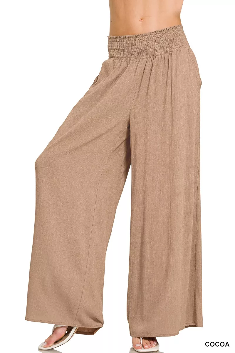 Zenana Smocked Waistband Wide Leg Lounge Pants