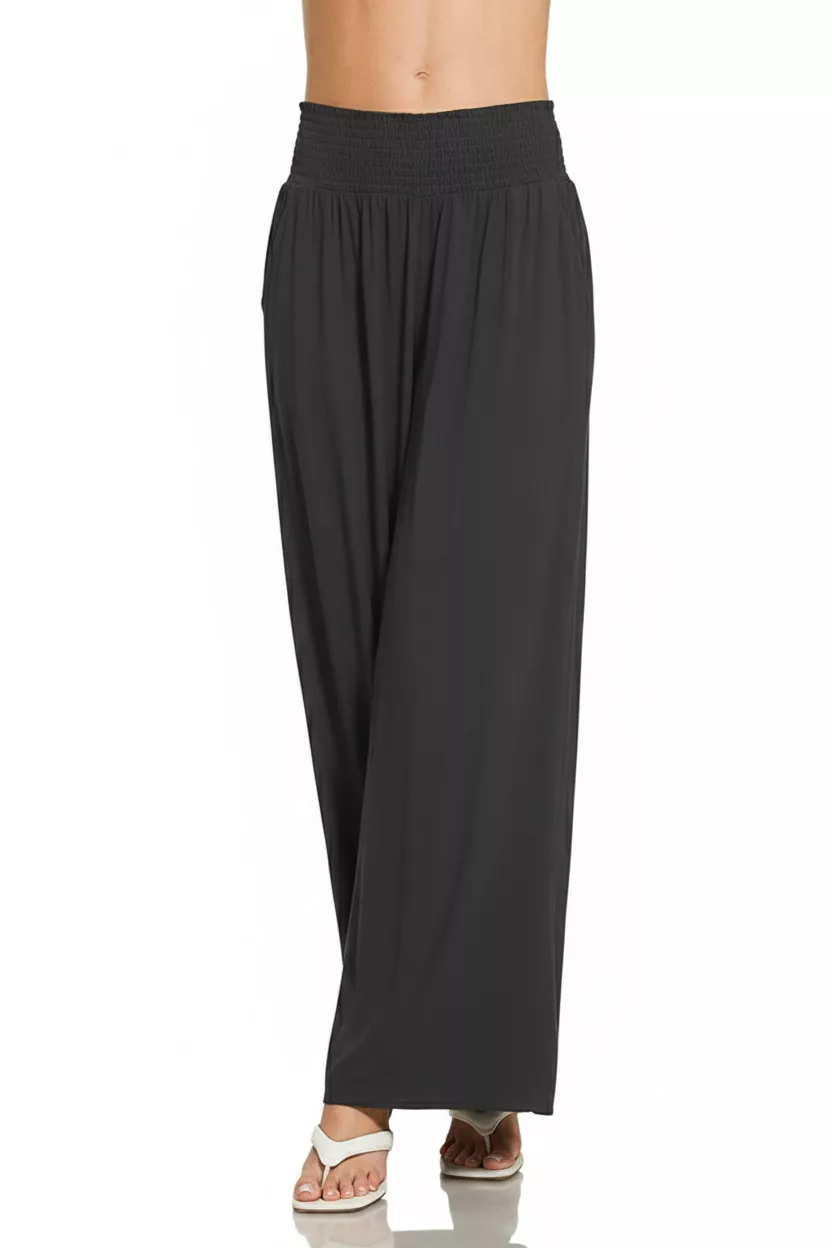 Zenana Smocked Waistband Wide Leg Lounge Pants - Image 2