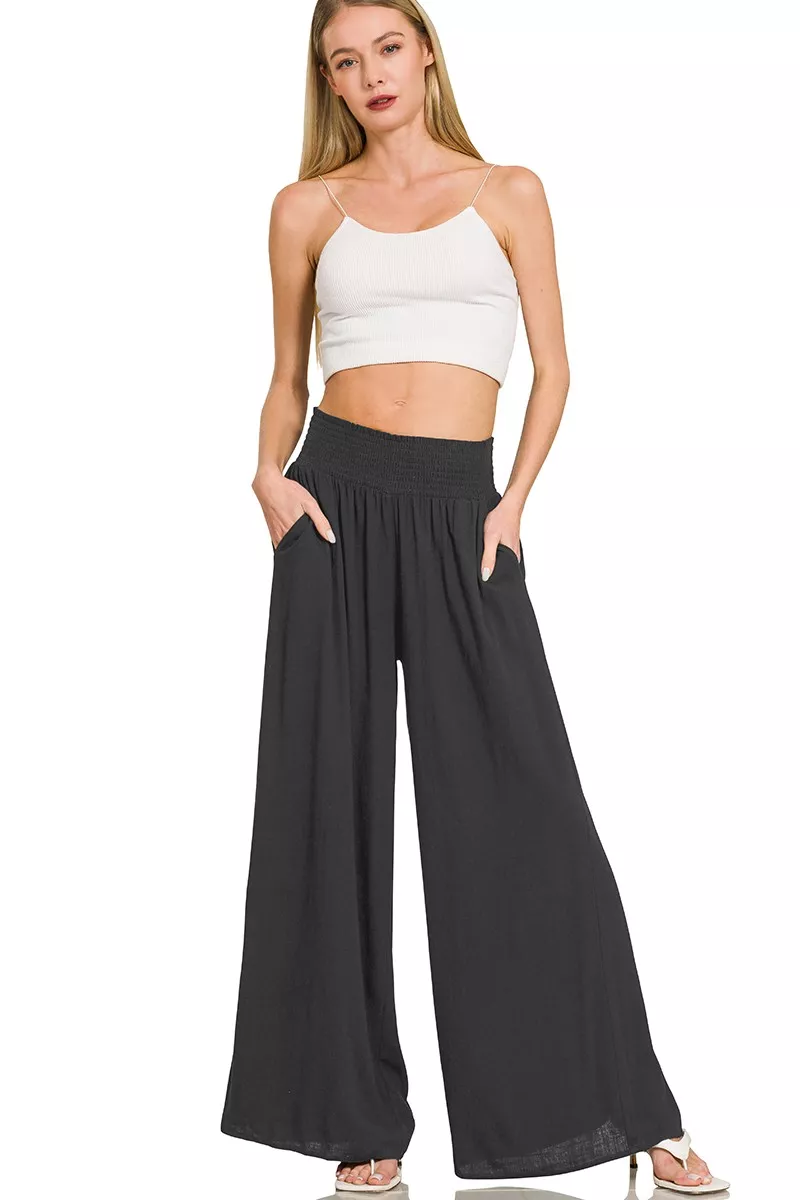 Zenana Smocked Waistband Wide Leg Lounge Pants - Image 3