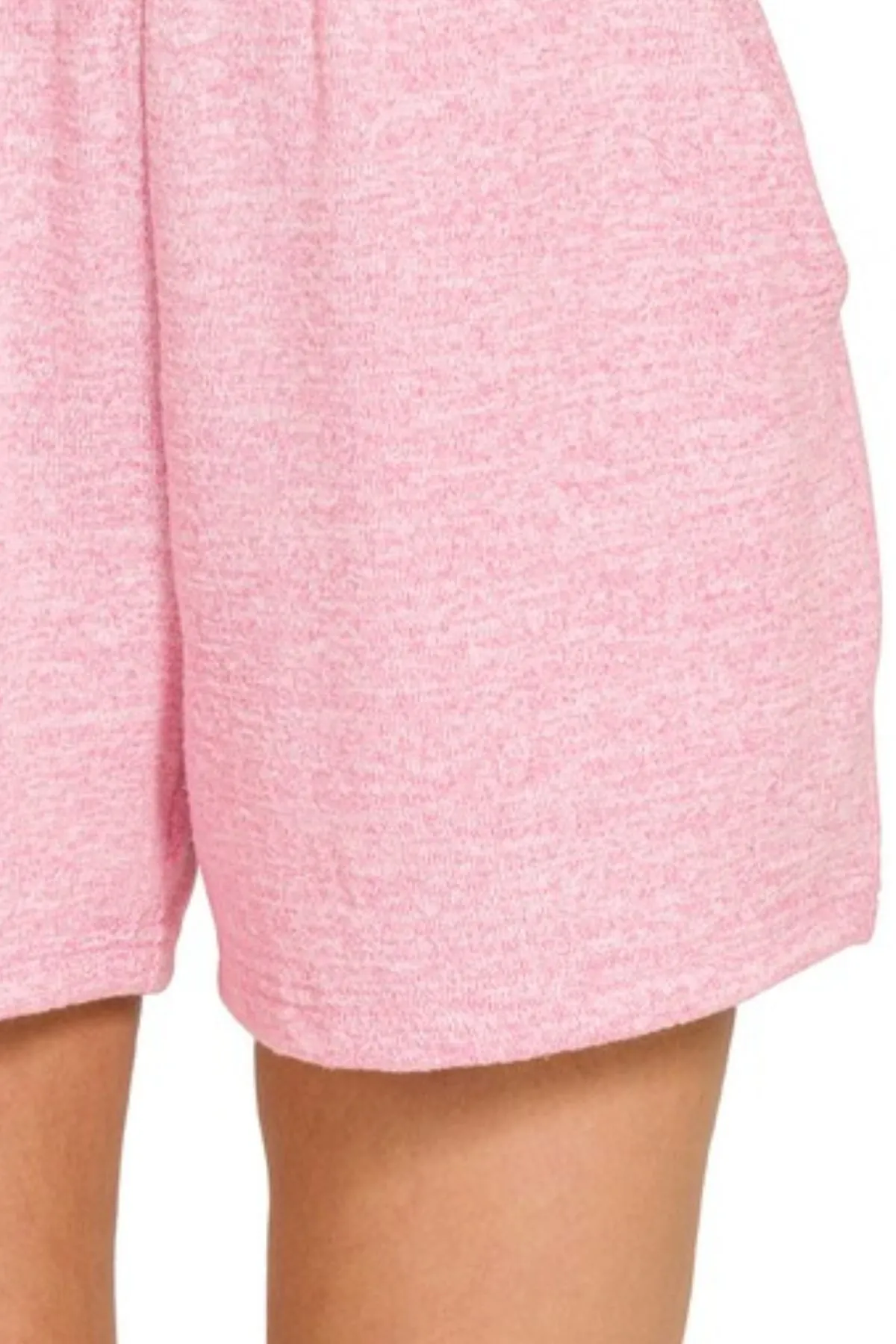 Zenana Soft Melange Hacci Elastic Waist Band Shorts - Image 3