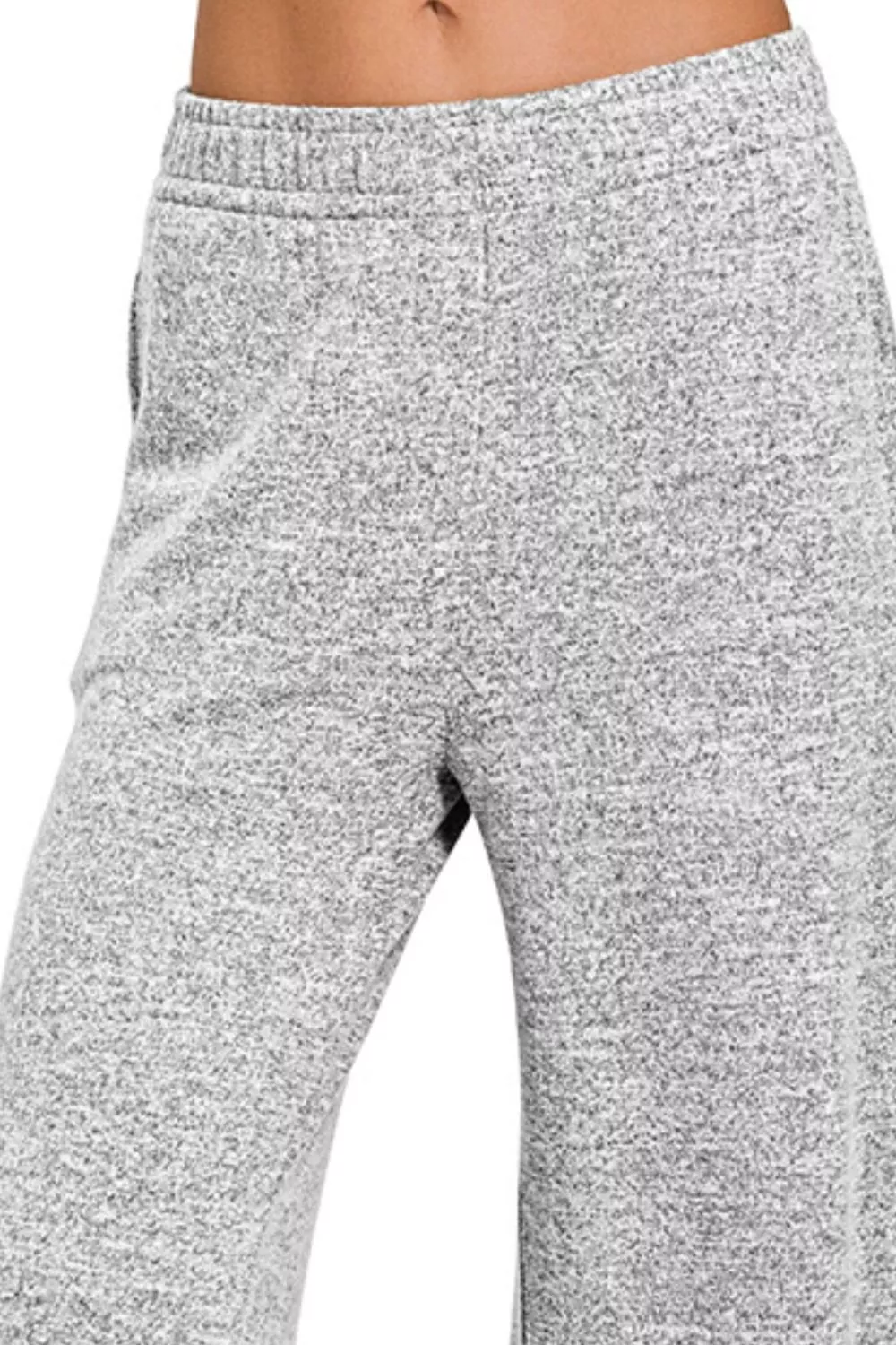Zenana Soft Melange Hacci Elastic Waistband Lounge Pants - Image 2