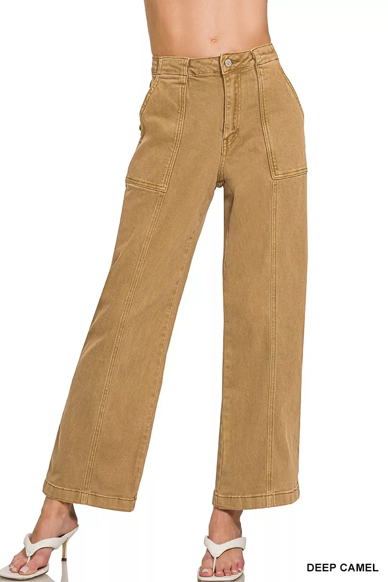 Zenana Straight Leg Utility Pocket Jeans