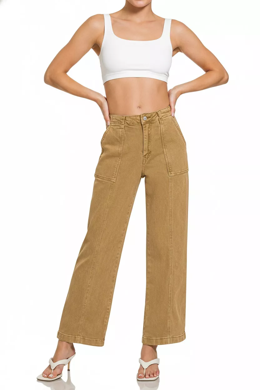 Zenana Straight Leg Utility Pocket Jeans - Image 3