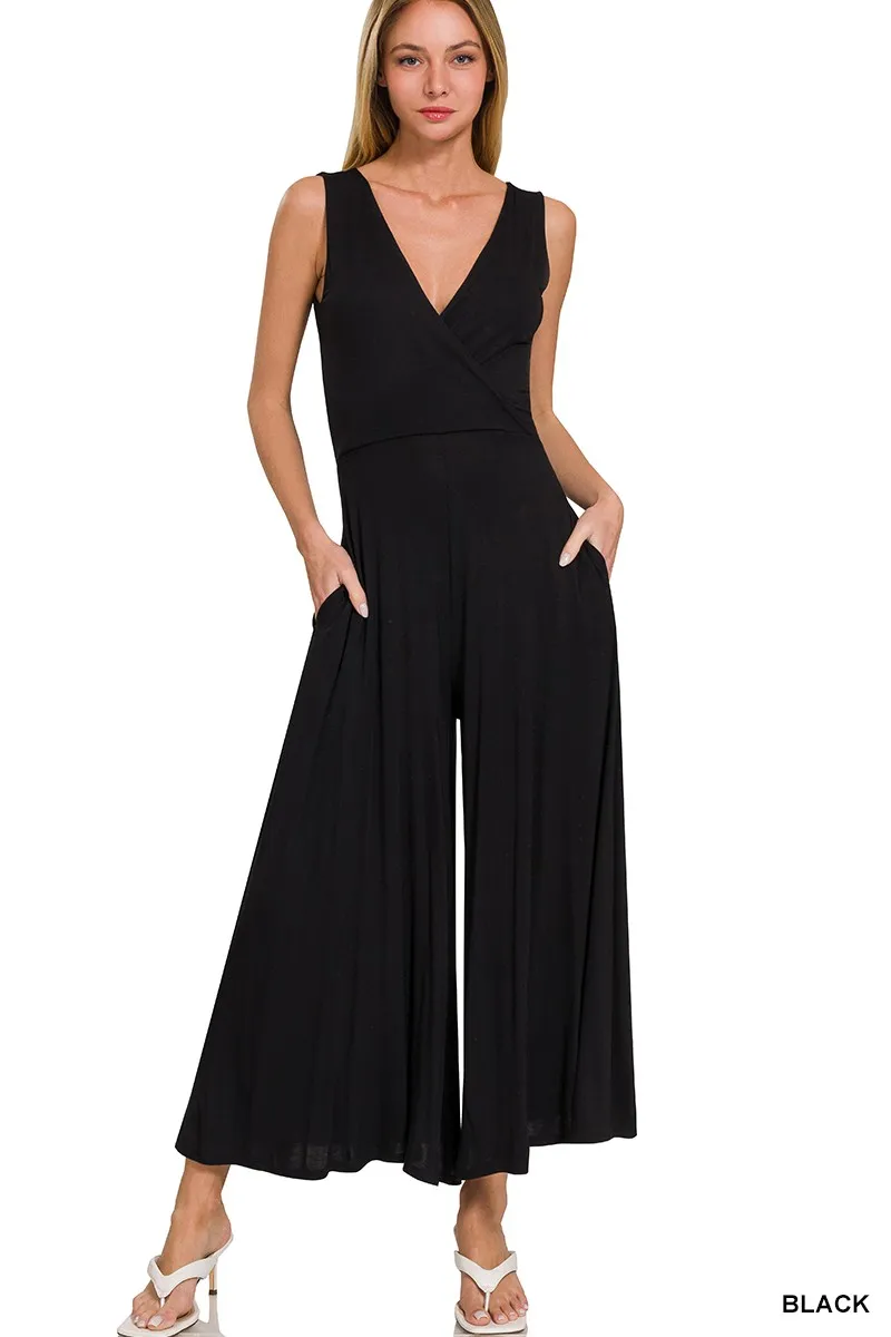 Zenana Surplice Neckline Sleeveless Jumpsuit - Image 3