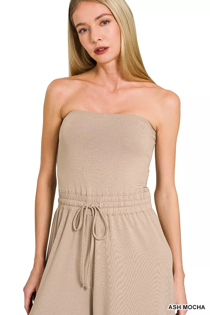 Zenana Tube Top Jumpsuit with Drawstring Waist - Image 2