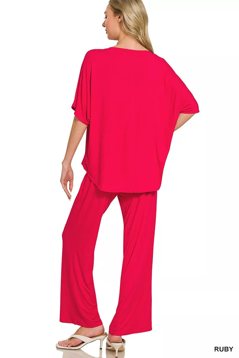 Zenana V-neck Oversized Top & Pants Set - Image 2