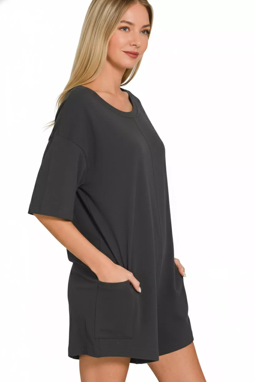 Zenana V or Scoop Neck Reversible 2-Way Romper - Image 3