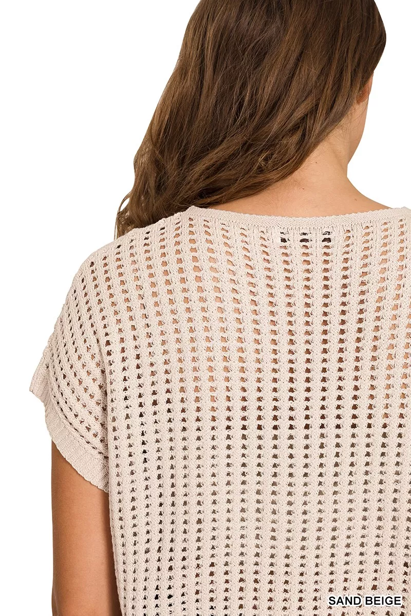 Zenana Viscose American Flag Openwork Knit Top - Image 6