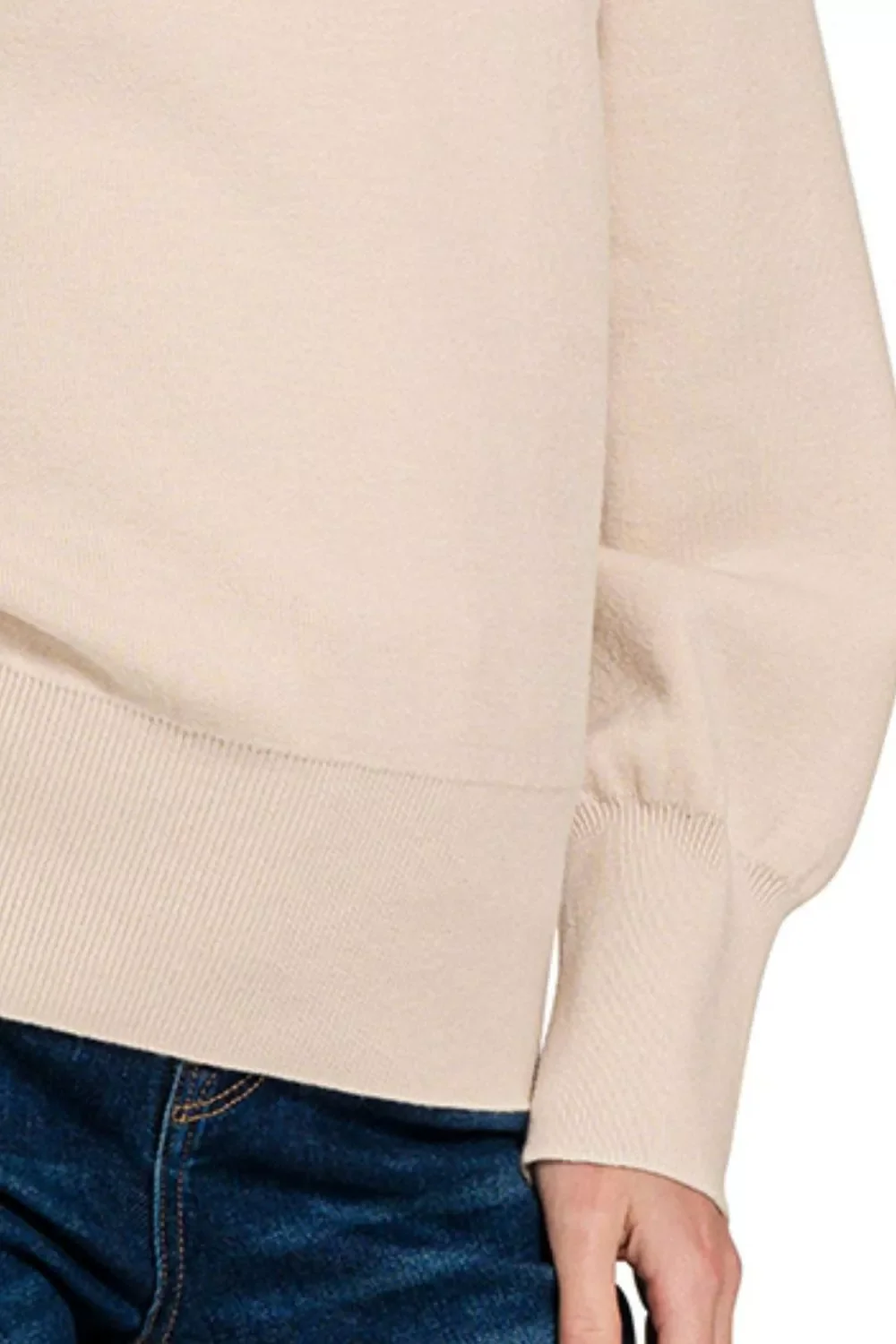 Zenana Viscose Mock Neck Exposed Seam Sweater - Image 3