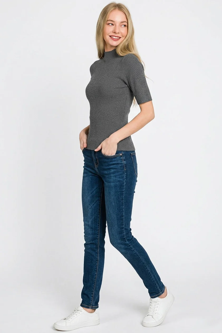 Zenana Viscose Ribbed Mock Neck Sweater - Image 2