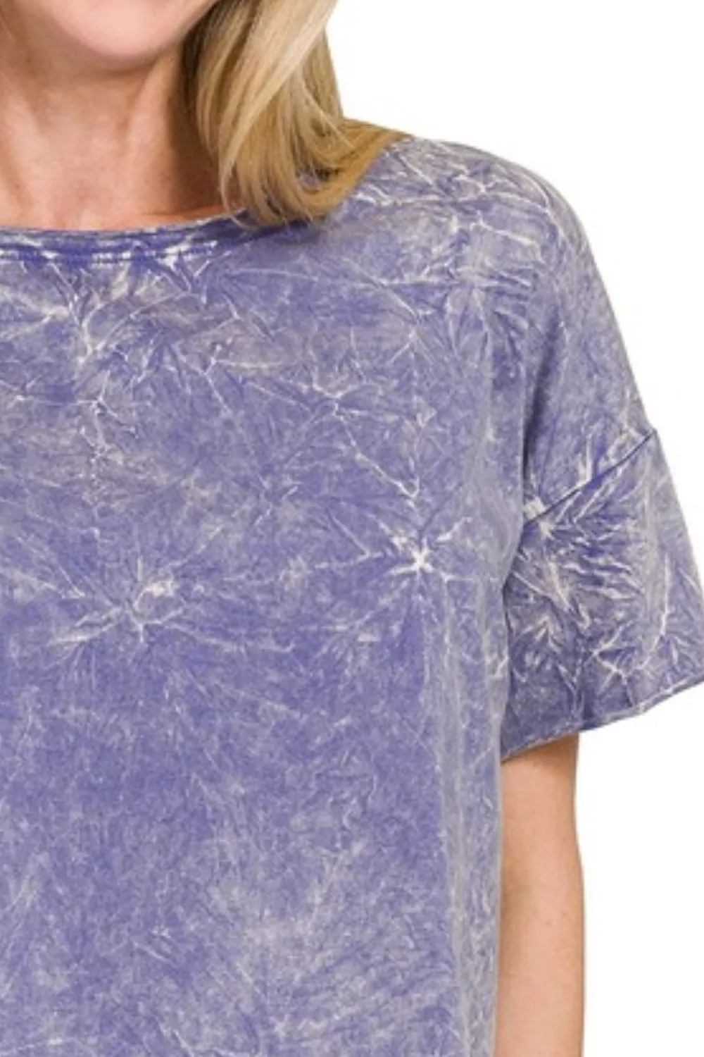 Zenana Washed Crew Neck Short Sleeve Crop Box Tee - Image 3