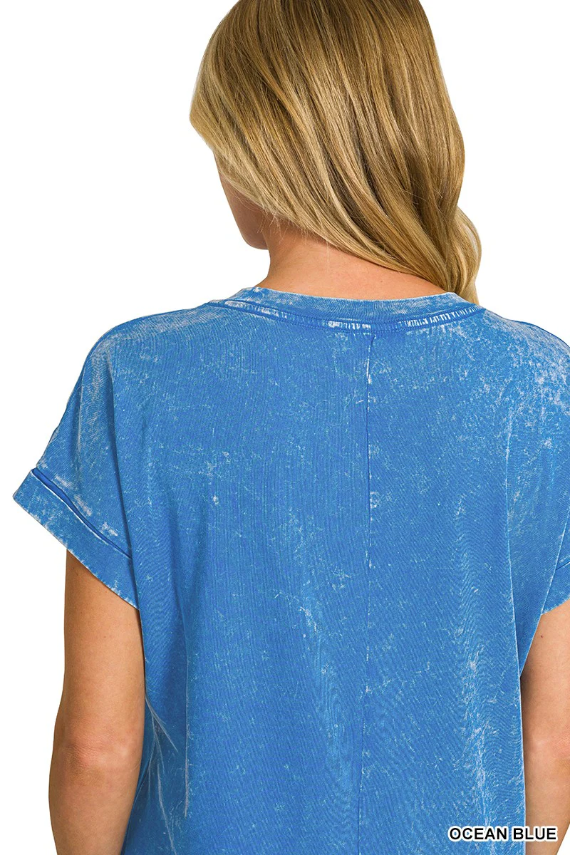 Zenana Washed Exposed Seam Short Sleeve T-Shirt Dress - Image 3