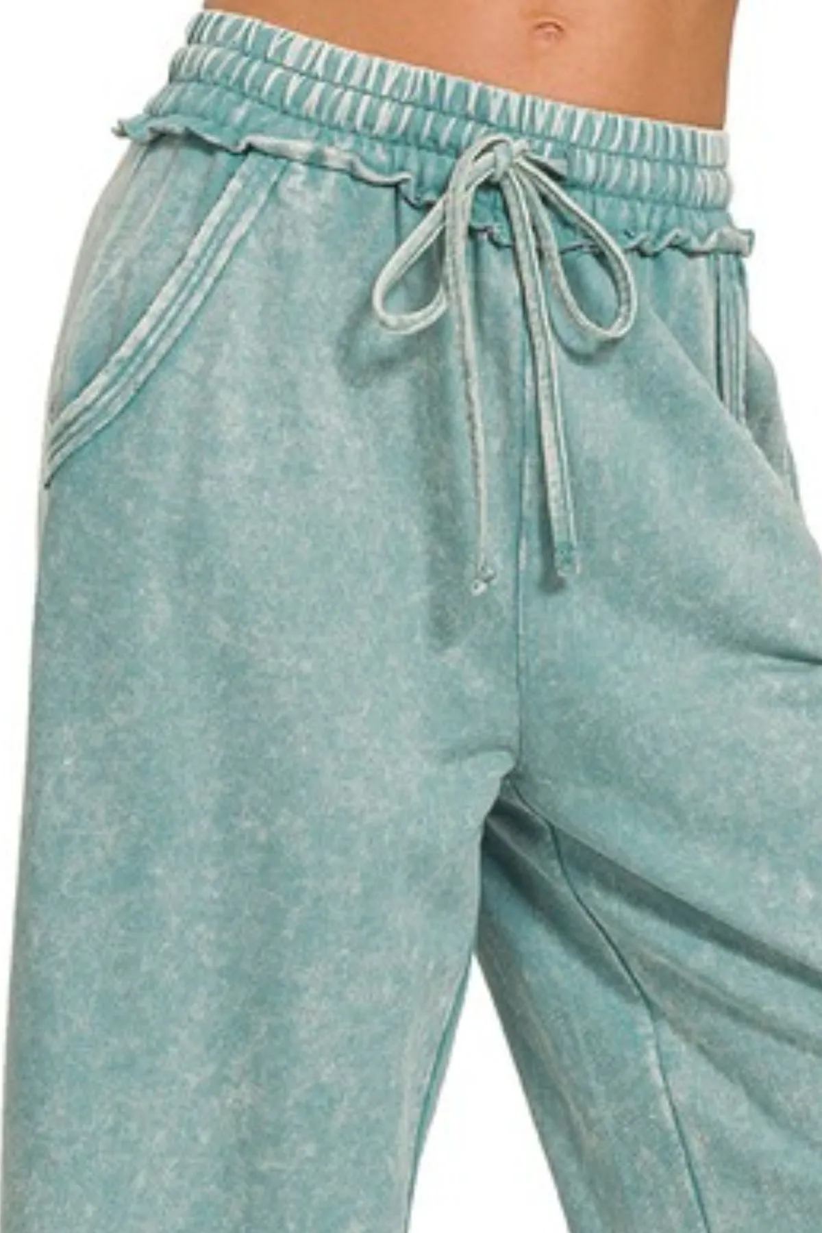 Zenana Washed French Terry Palazzo With Pockets - Image 3