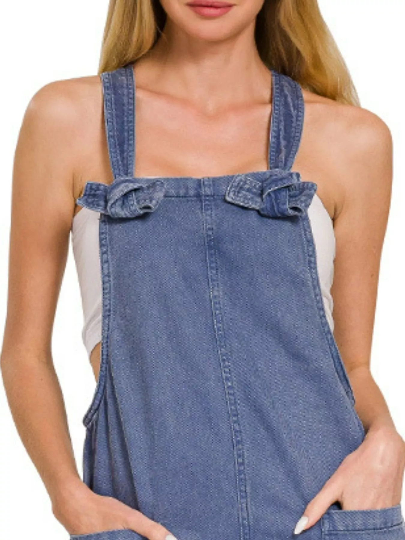 Zenana Washed Knot Strap Pockets Jumpsuit - Image 3