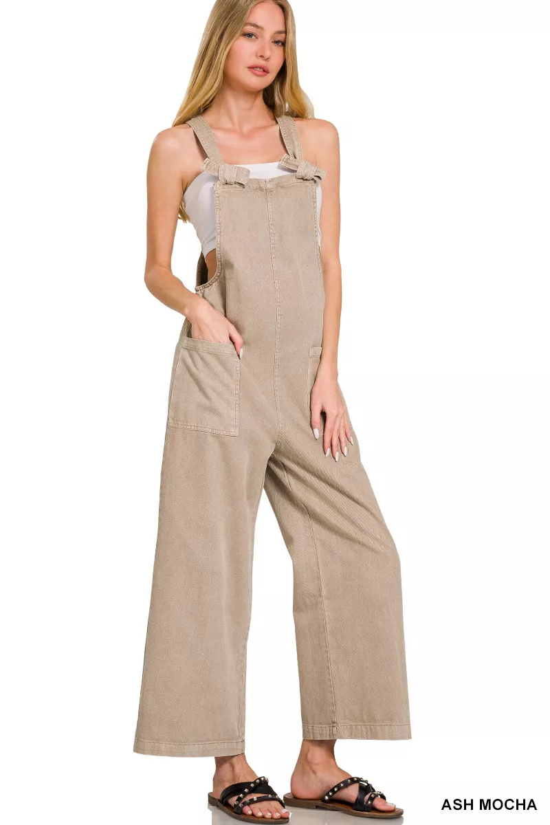 Zenana Washed Knot Strap Pockets Jumpsuit - Image 2