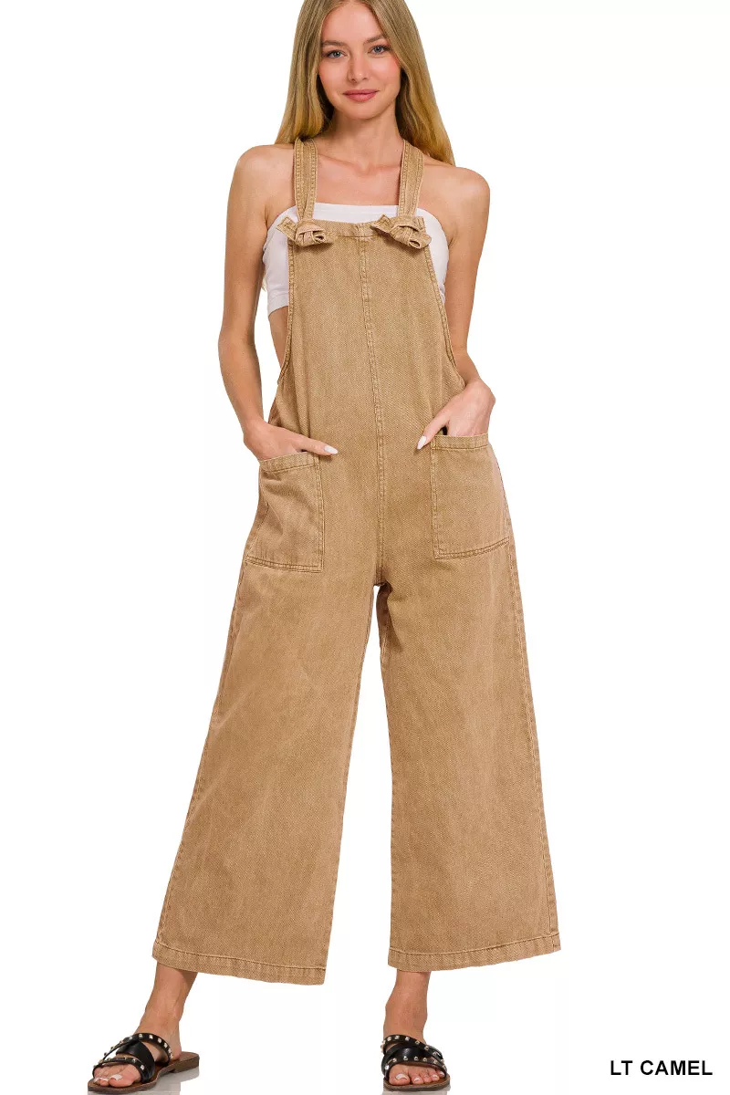 Zenana Washed Knot Strap Pockets Jumpsuit - Image 2