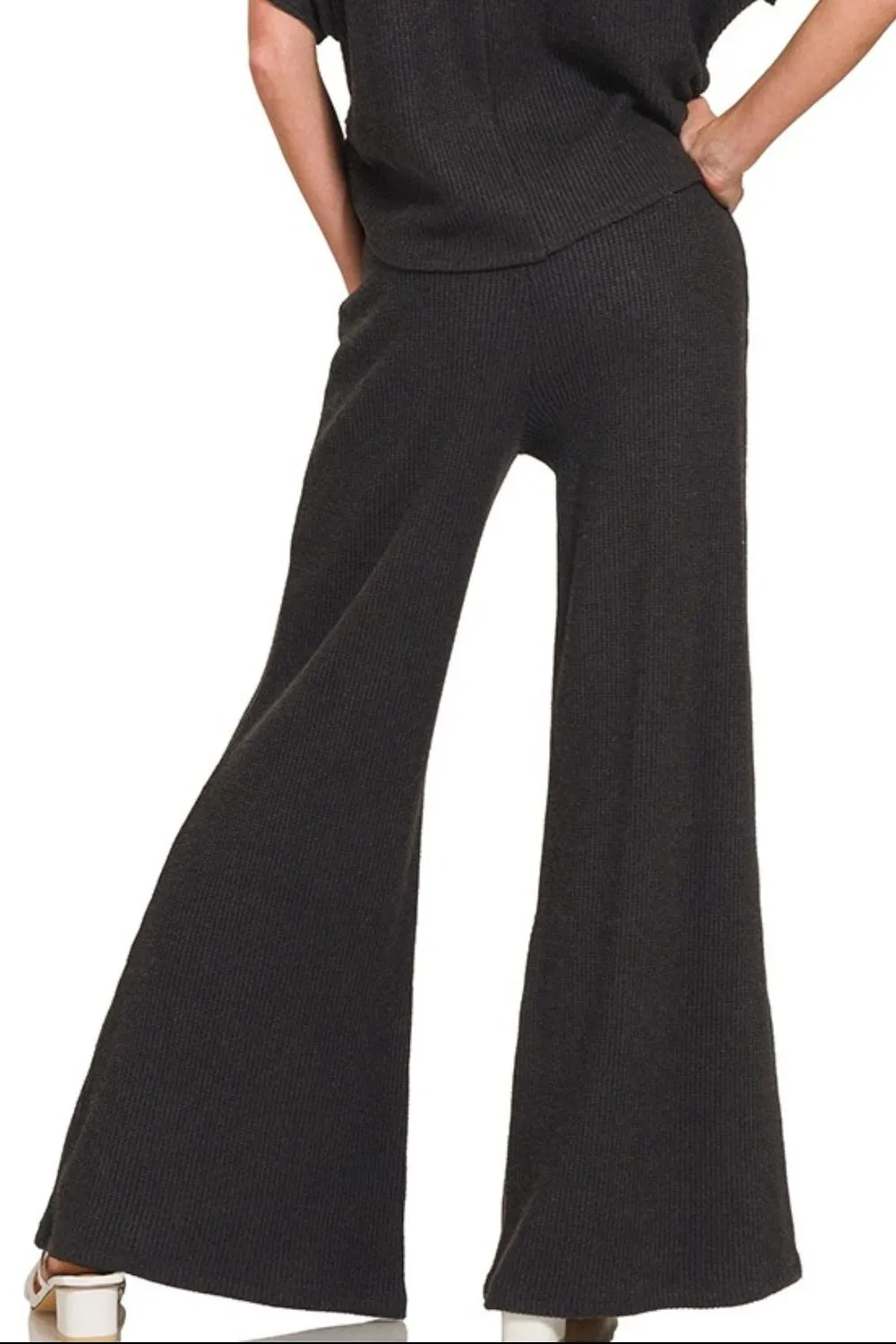 Zenana Wide Leg Flare Sweater Pants - Image 2