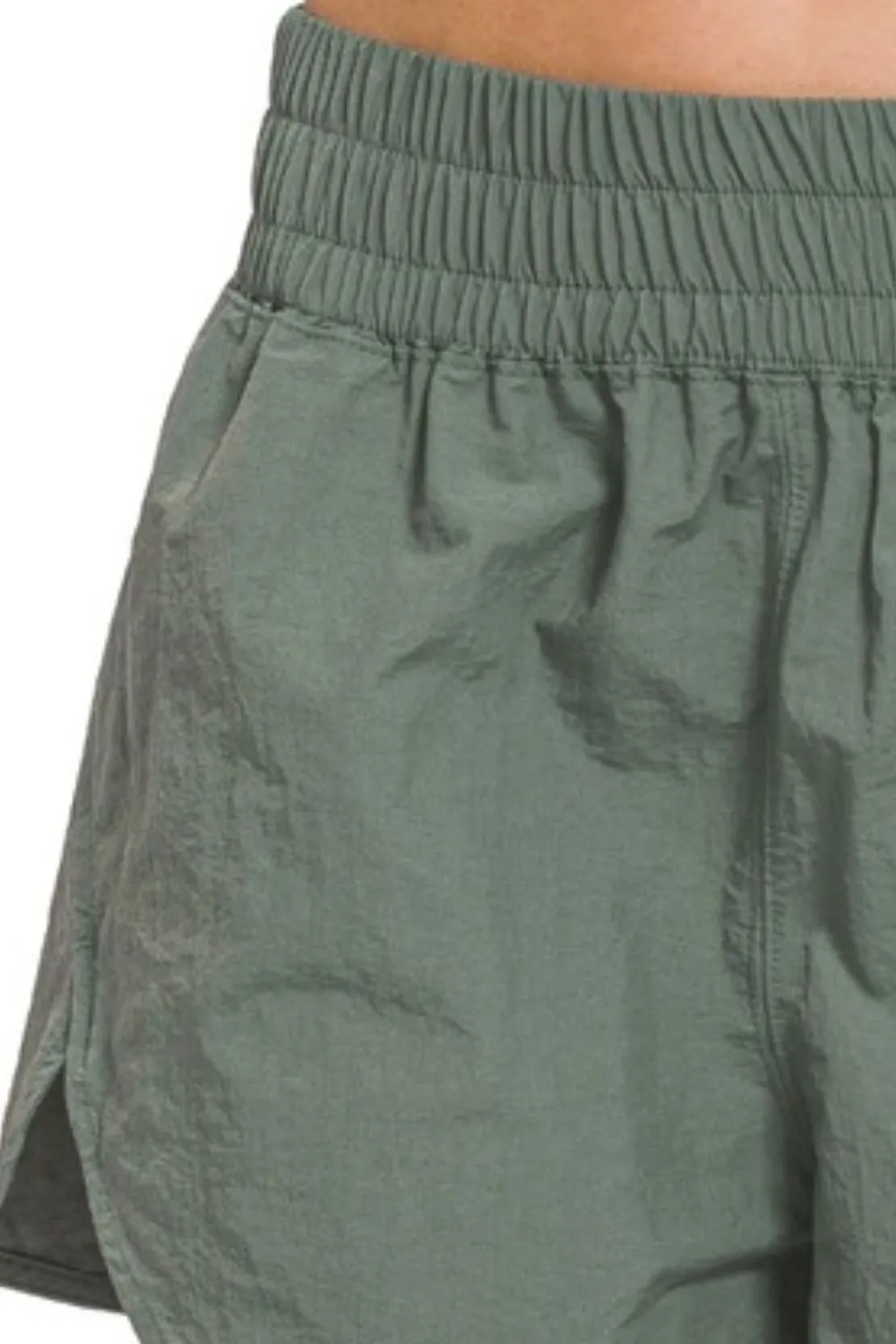 Zenana Windbreaker Smocked Waistband Running Shorts - Image 2
