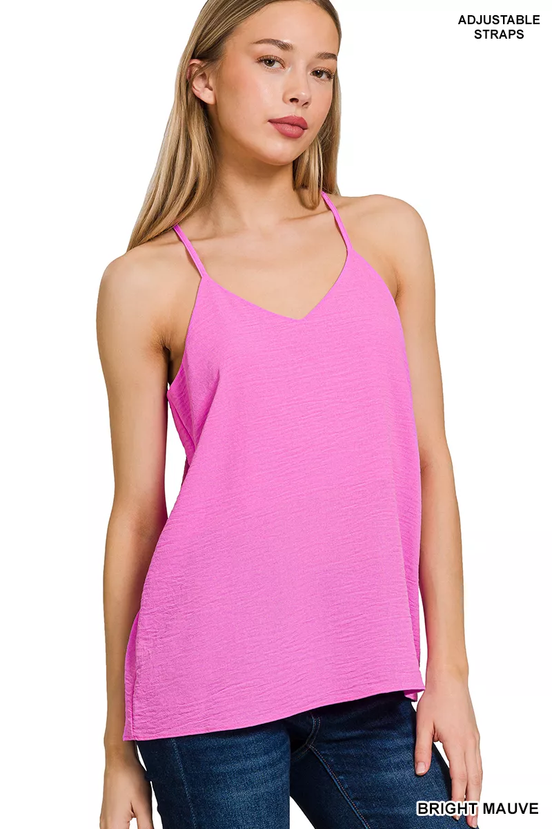 Zenana Woven Airflow Adjustable Strap V-Neck Cami - Image 2
