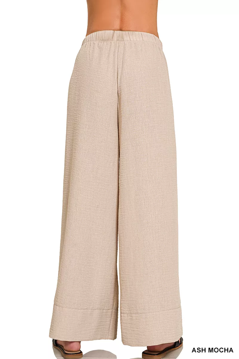 Zenana Woven Airflow Drawstring Pants - Image 3