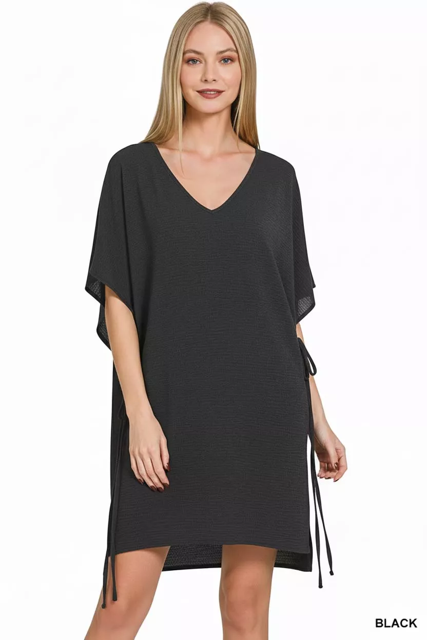 Zenana Woven Airflow Tie Side Cover Up - Image 3