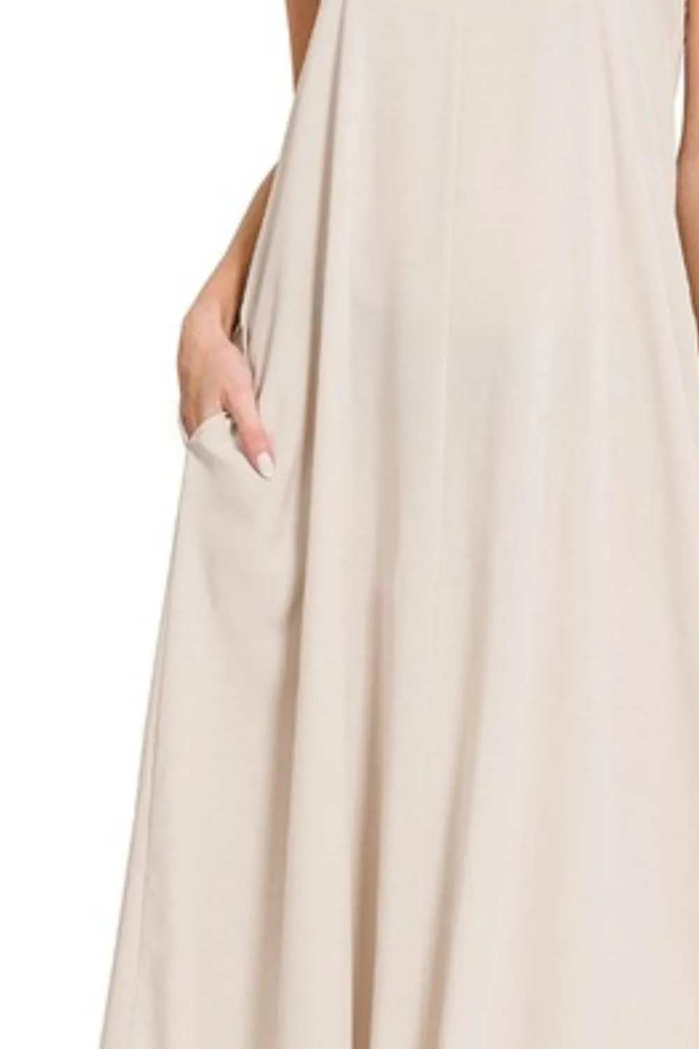 Zenana Woven Arc Hem Cami Dress With Flowy Pockets - Image 3