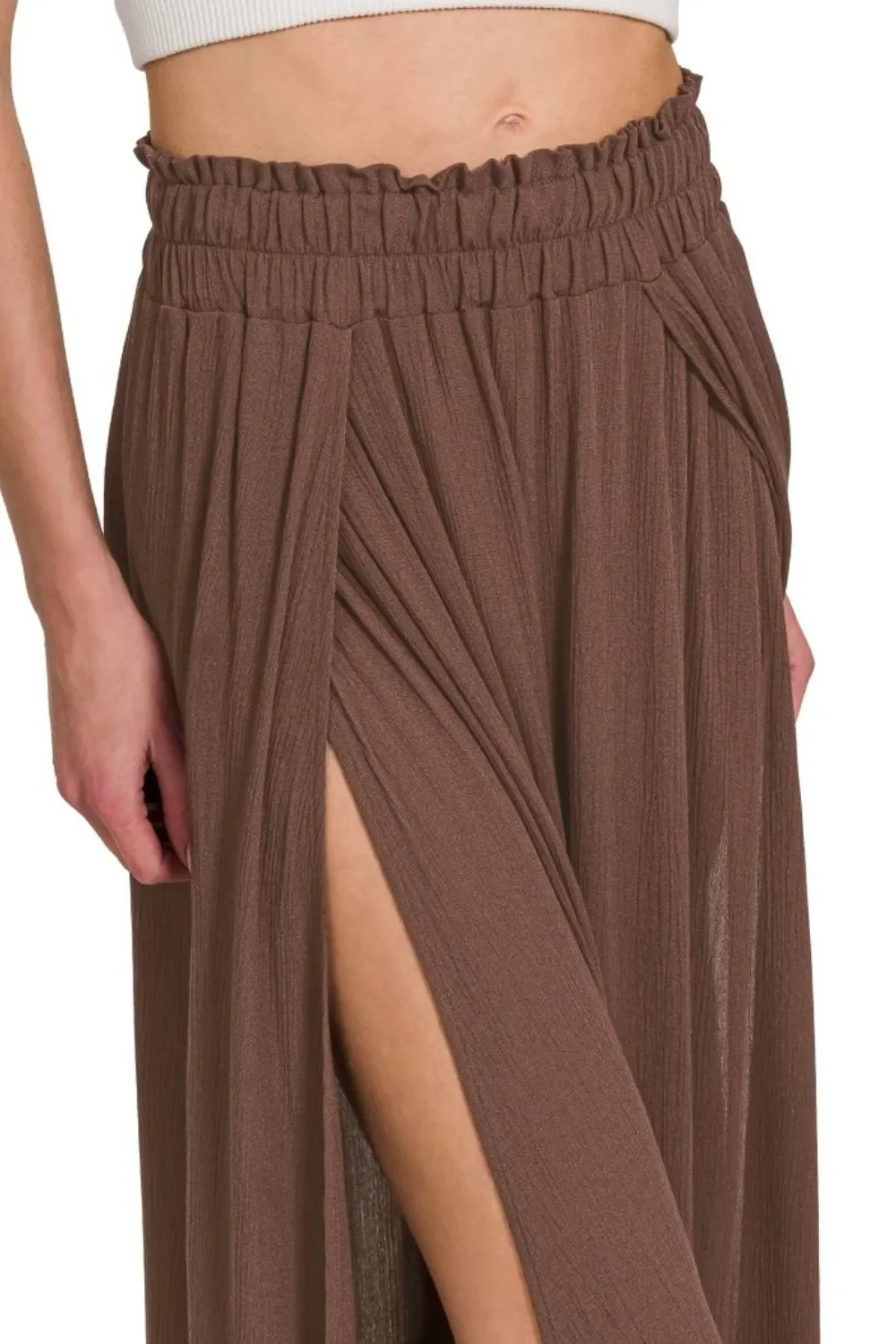 Zenana Woven Crinkle Gauze Long Skirts - Image 4