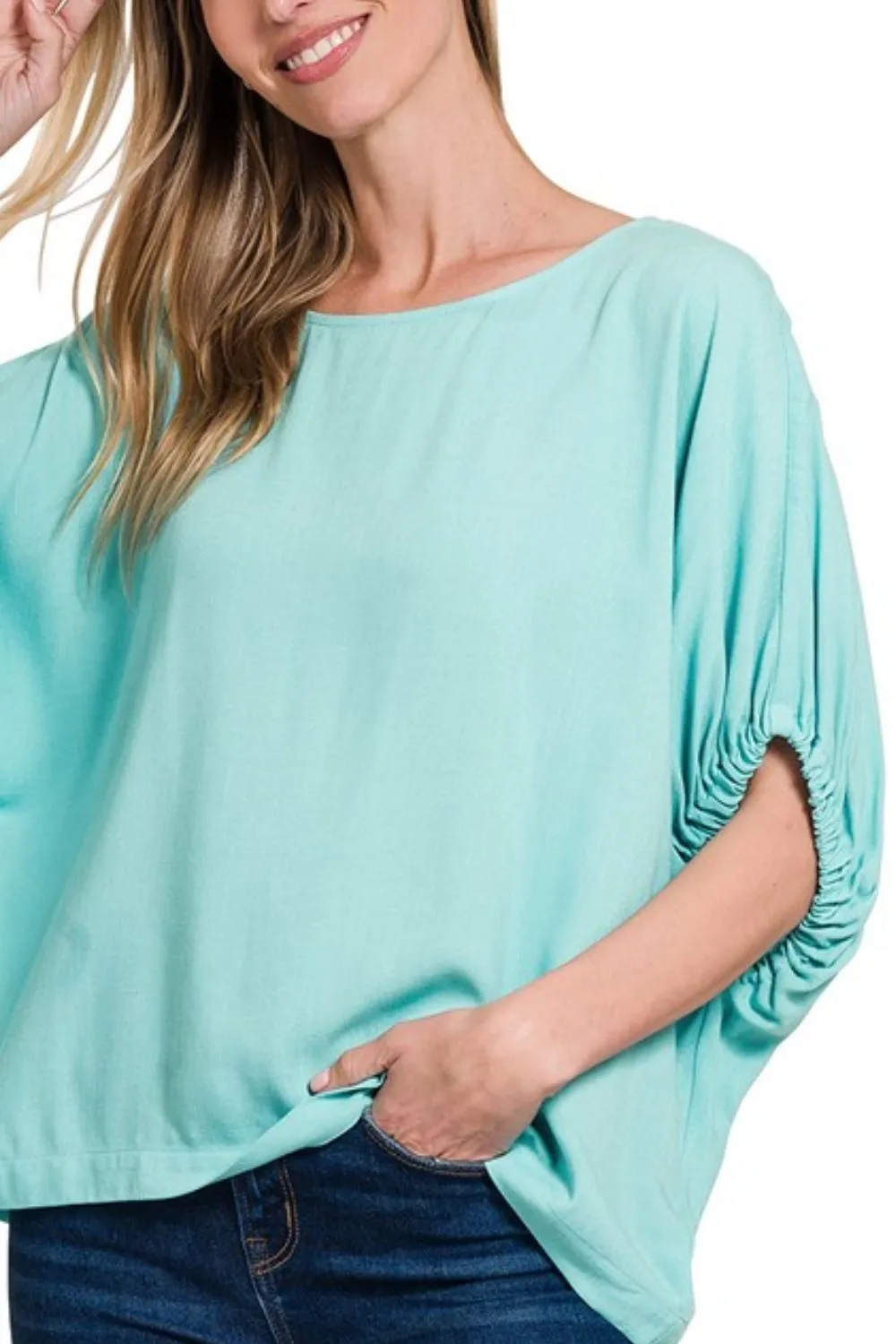 Zenana Woven Oversized Boxy Top - Image 3