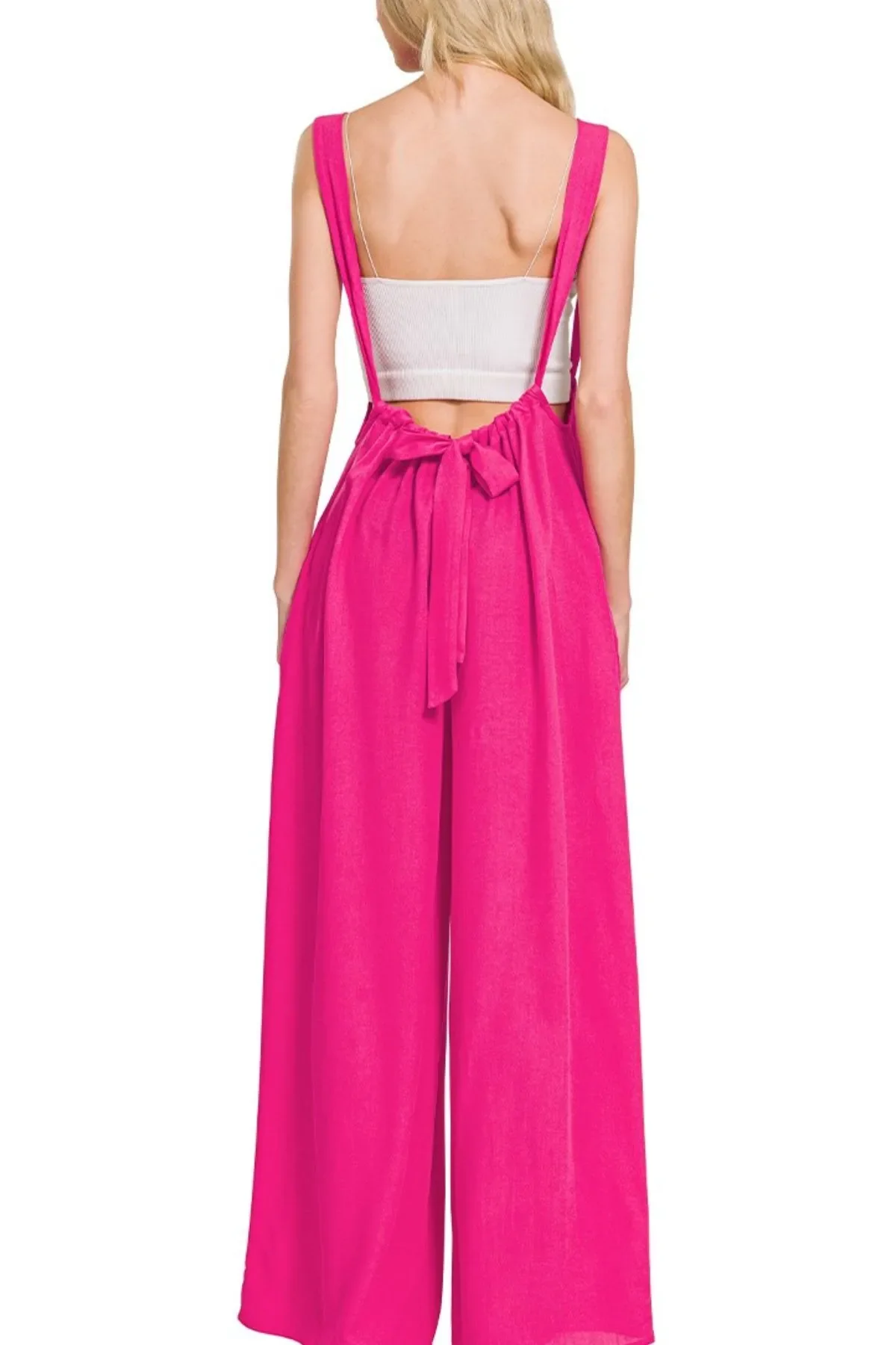 Zenana Woven Tie Back Suspender Jumpsuit - Image 2