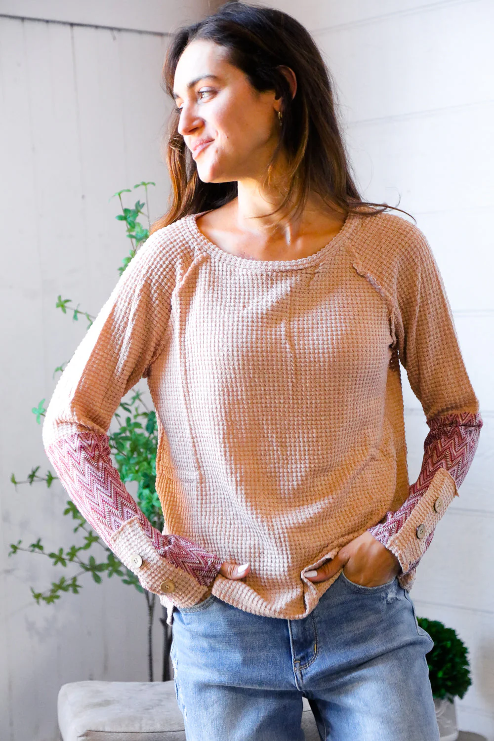 Zigzag Charm Blush Thermal Long Sleeve - Image 4
