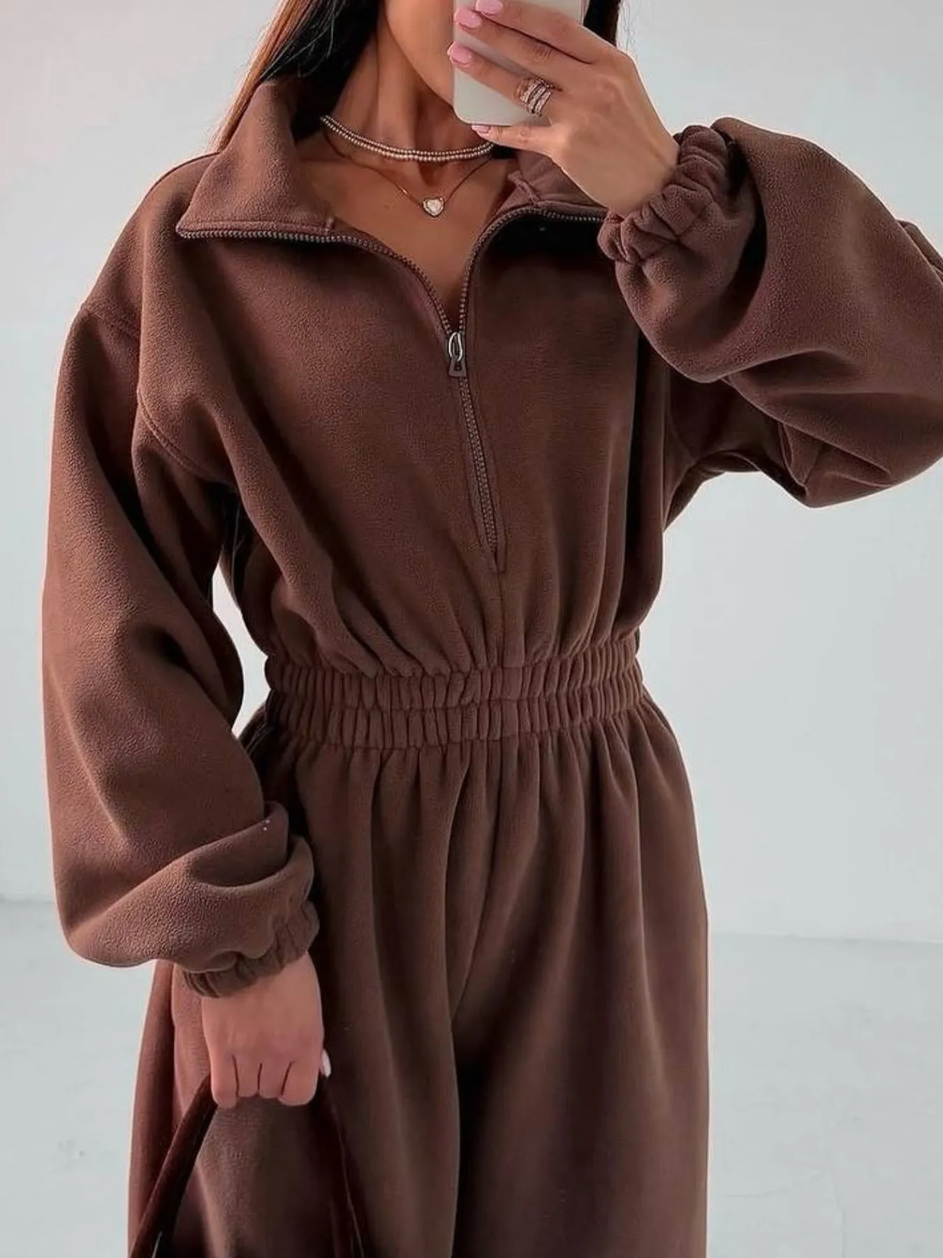 Zip Front Long Sleeve Jumpsuit - Image 4