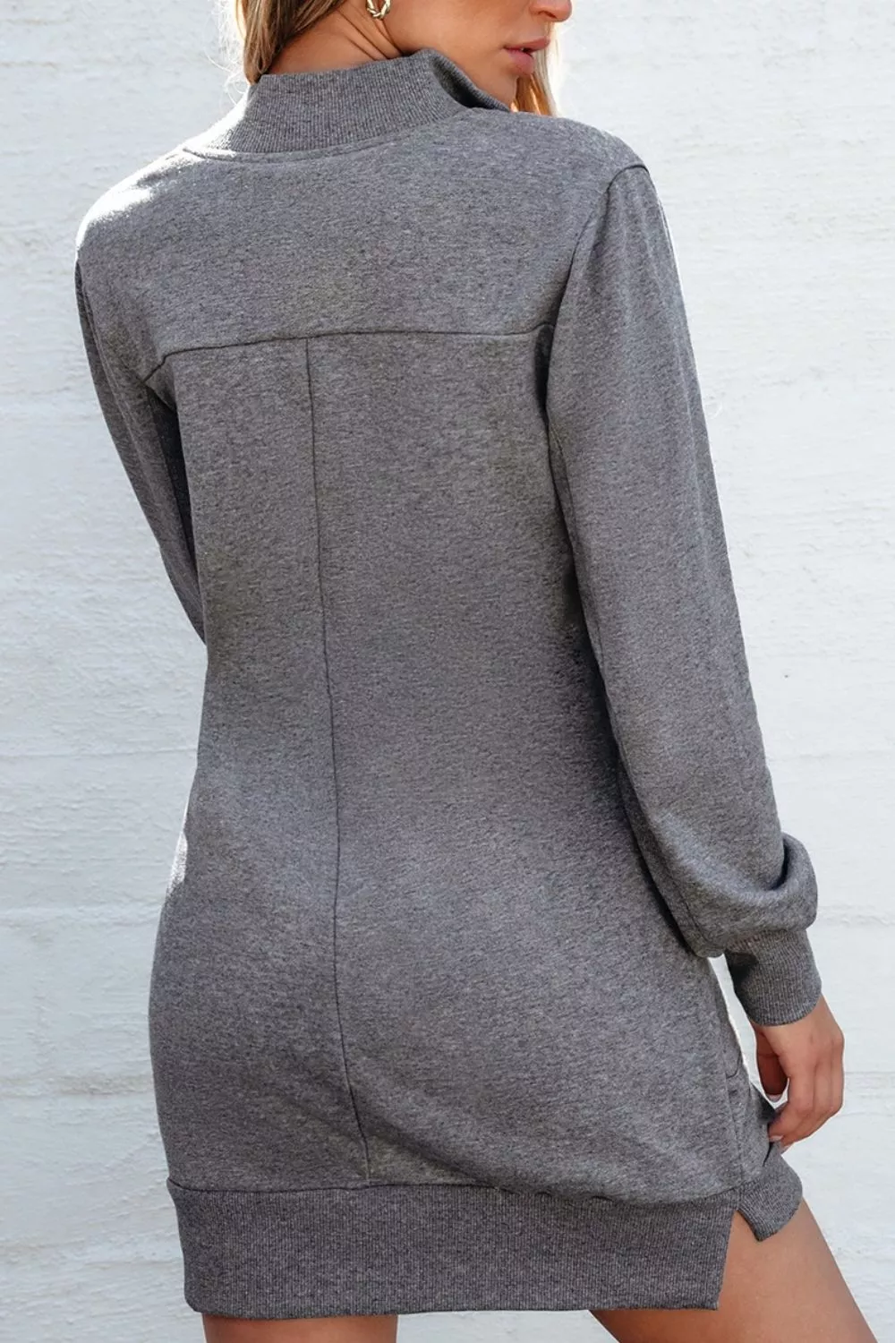 Zip Front Long Sleeve Sweatshirt Dress - Image 4