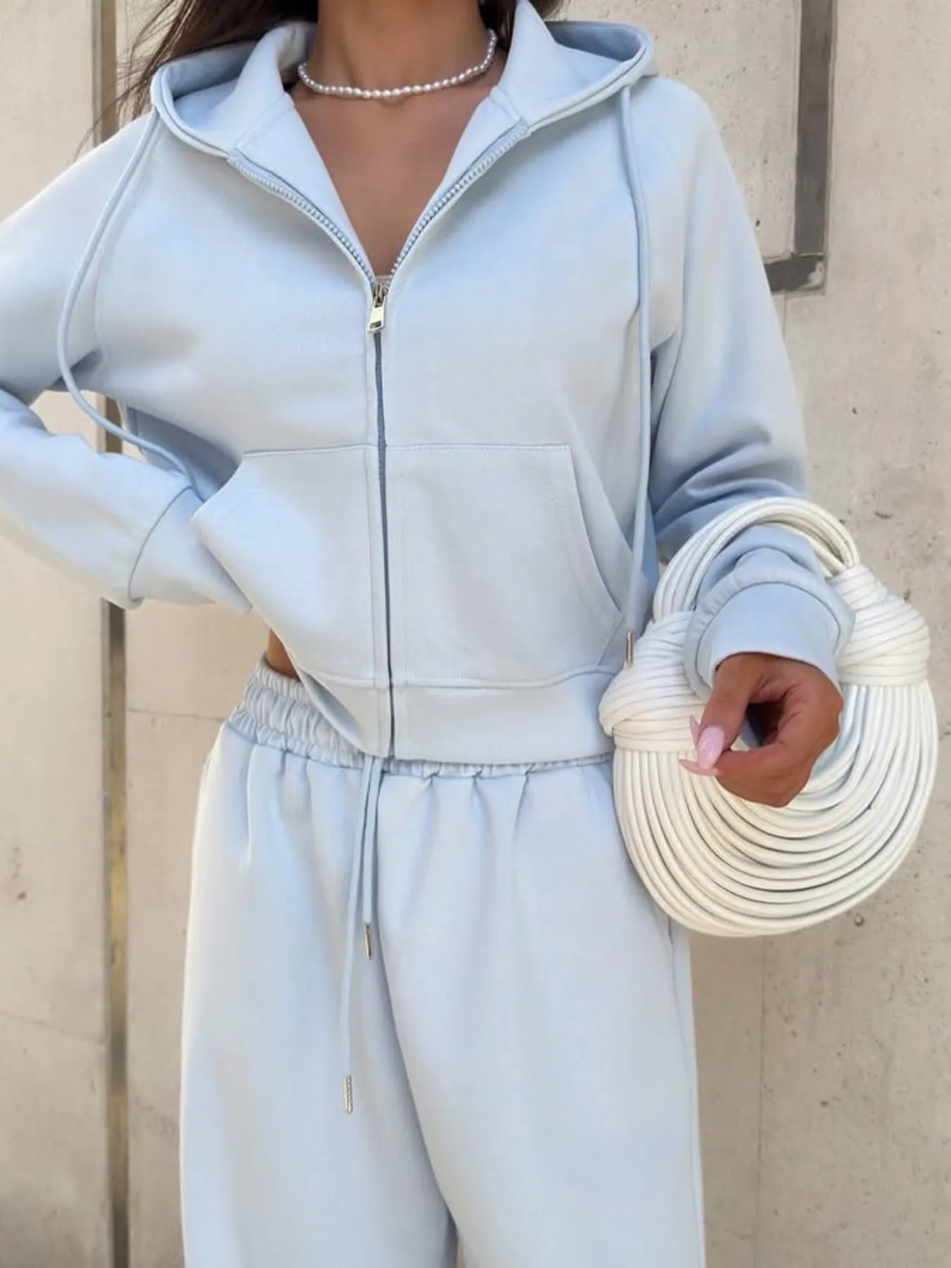 Zip Up Drawstring Hoodie and Pants Set - Image 11