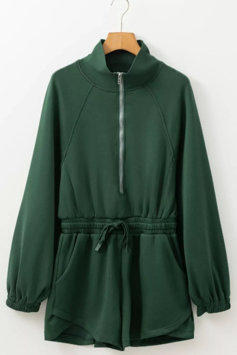 Zip-Up Drawstring Waist Romper - Image 4