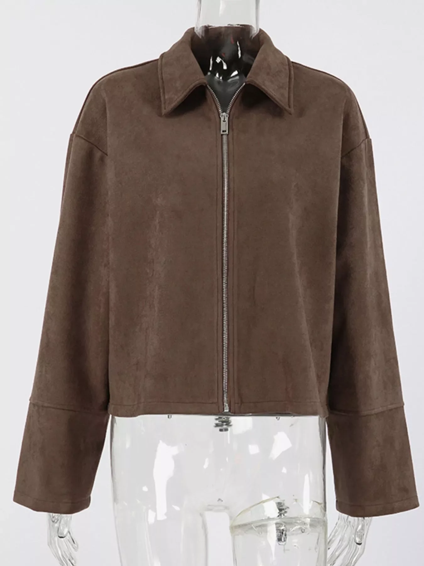Zip-Up Dropped Shoulder Jacket - Image 5